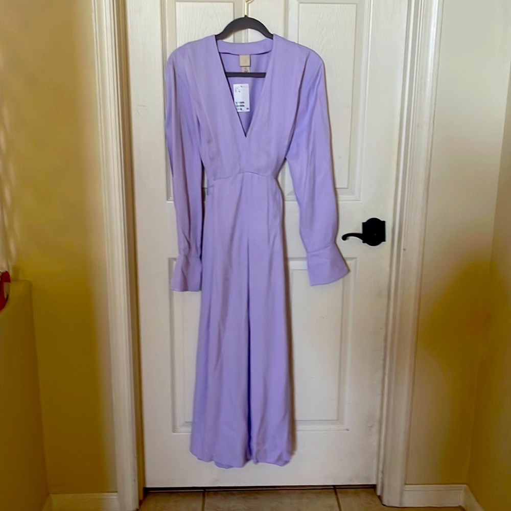 Beautiful light purple V - neck maxi dress.  Size M with long sleeves